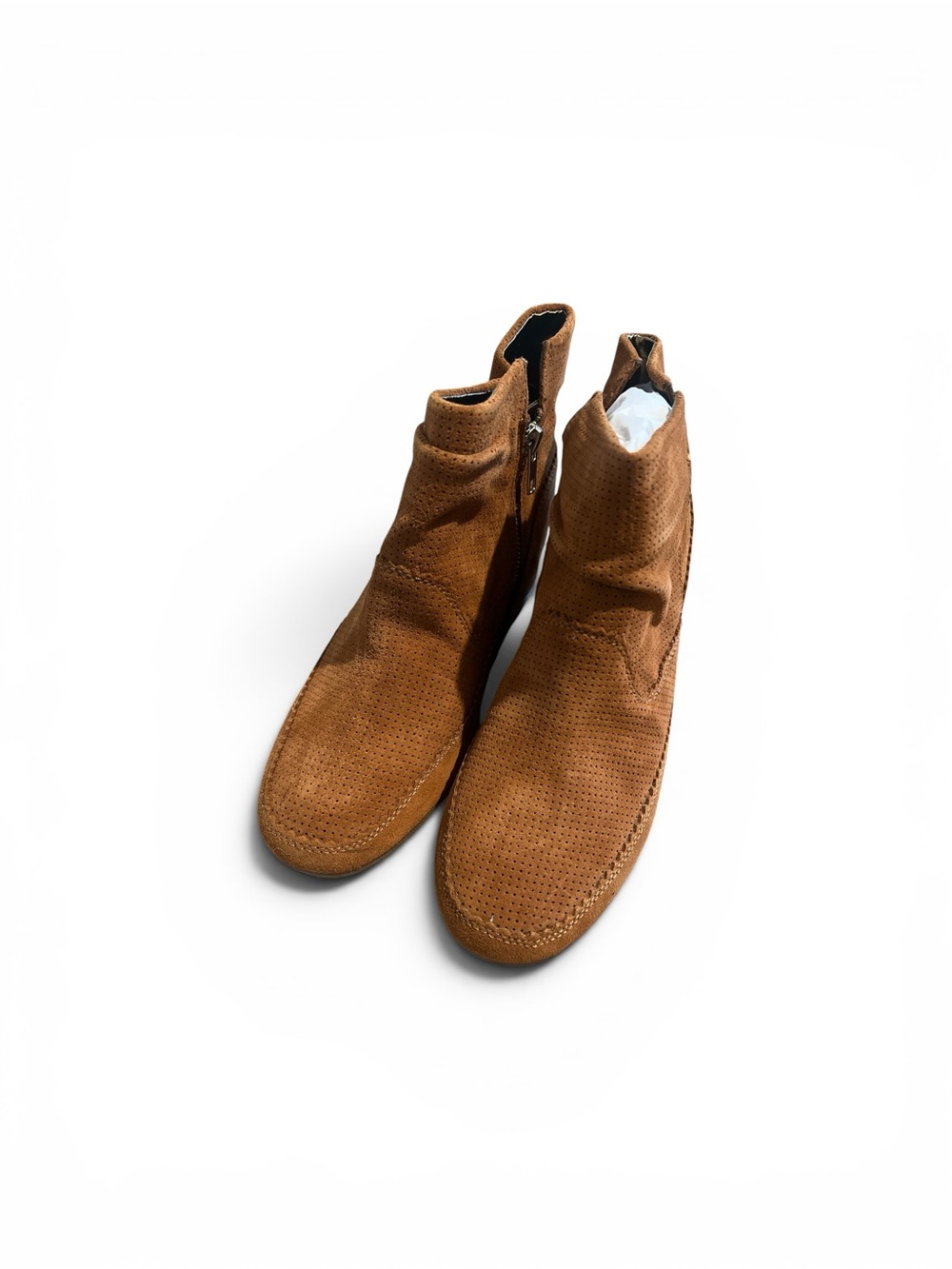 Women Suede Zip Ankle Boots - Brown